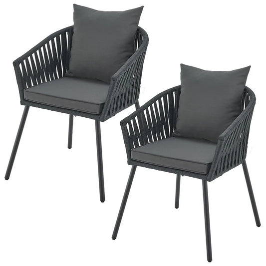 2er-Set Rope Gartenstühle Inkl. Kissen Dunkelgrau - Palo24