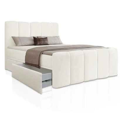 Boxspringbett Manitoba 180x200 cm mit Bettkasten Creme
