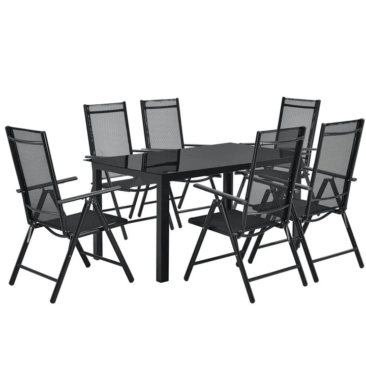 Set da giardino in alluminio Milano 7 pezzi con tavolo e 6 sedie grigio scuro