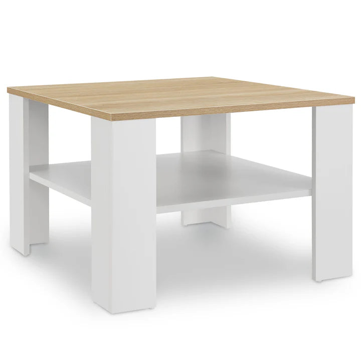 Table basse blanche aspect bois 60x60 cm