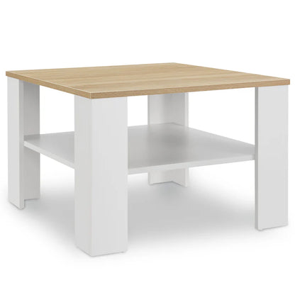 Table basse blanche aspect bois 60x60 cm