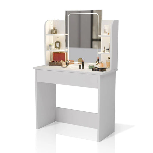 Schminktisch Zoey Weiss LED-Spiegel