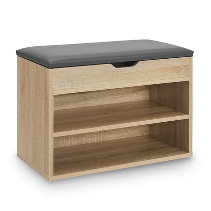 Schuhregal Holzoptik grau 60x30x44 cm mit Klappdeckel