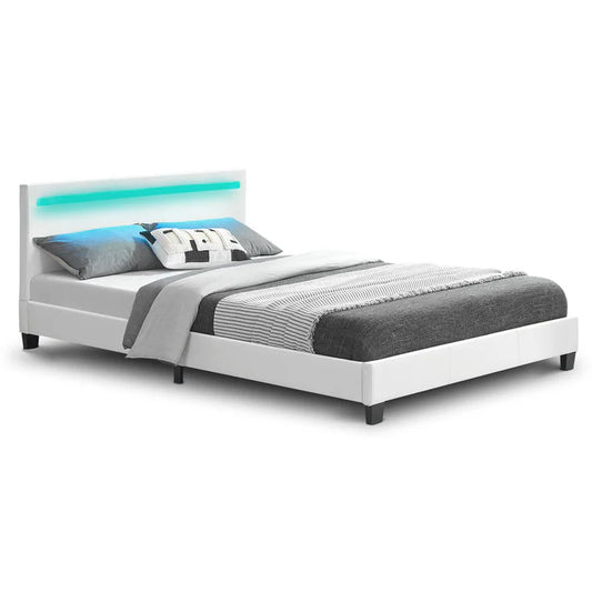 LED Polsterbett Paris 140 x 200 cm mit Lattenrost weiss
