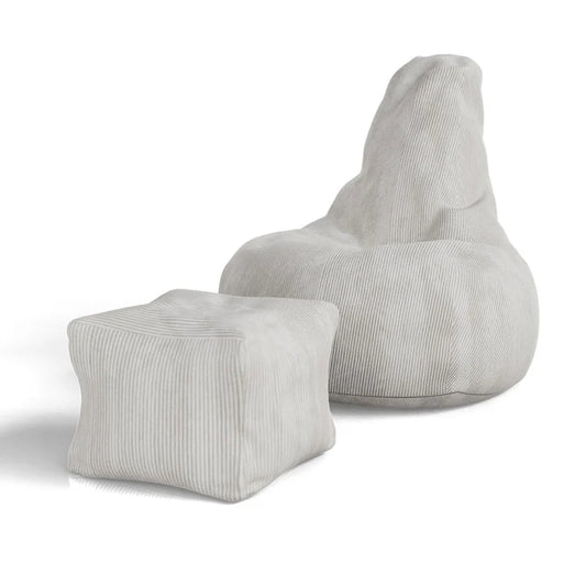 Sitzsack Chillex XL mit Hocker Cord Sessel Beige - Palo24