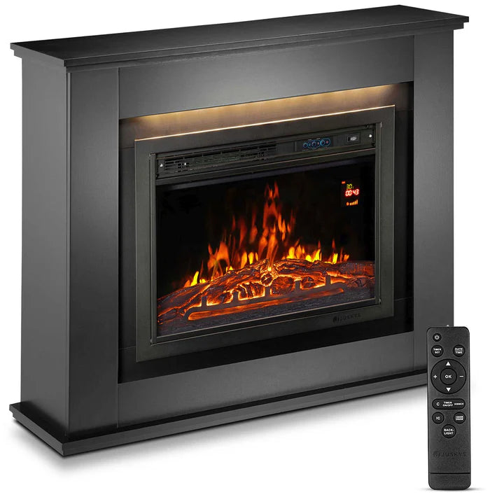 Elektrischer Kamin rechteckig Schwarz Flammeneffekt