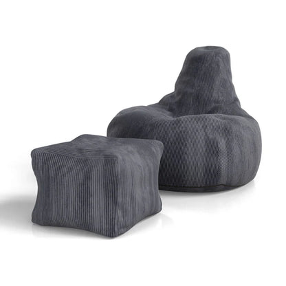 Sitzsack Chillex L mit Hocker Cord Sessel Dunkelgrau - Palo24