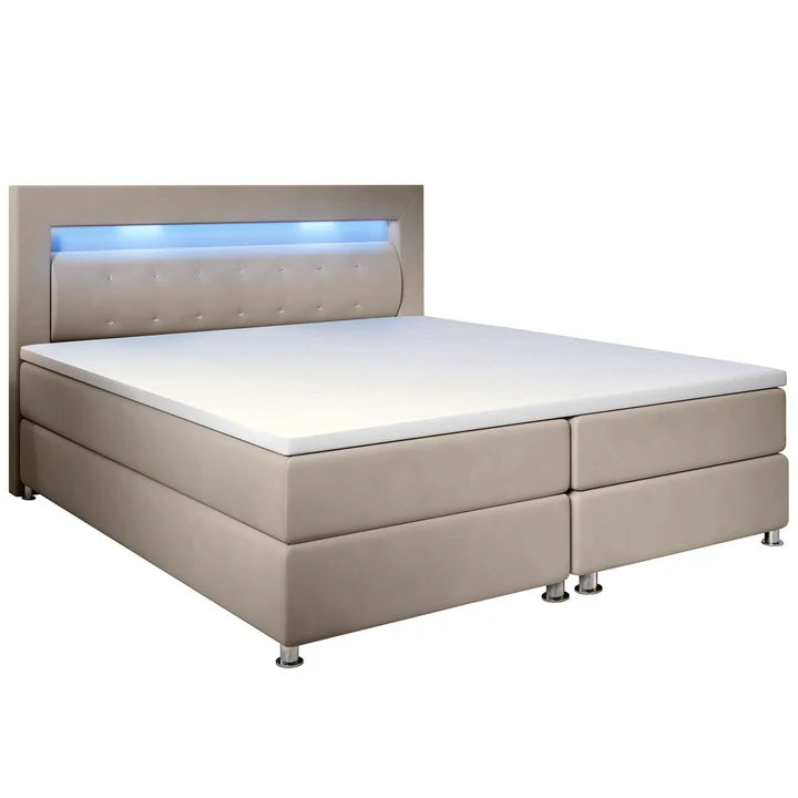 Letto boxspring LED Vancouver 140x200 cm Beige