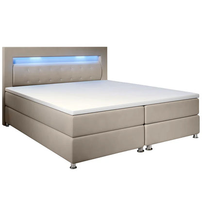 Letto boxspring LED Vancouver 140x200 cm Beige