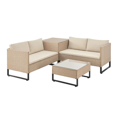 Modulare Polyrattan Lounge Santorini Creme Sitzecke Auflagenbox