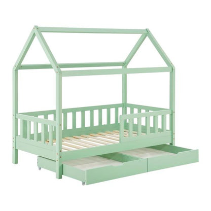 Letto per bambini Marli 80 x 160 cm con contenitore e rete a doghe Mint