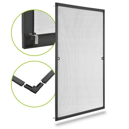 Fliegengitter 130x150 cm für Fenster Grau - Palo24