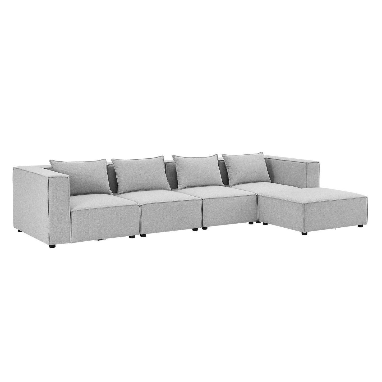 Modulares Sofa Domas XL - 4 Sitzer & Kissen - Stoff Hellgrau