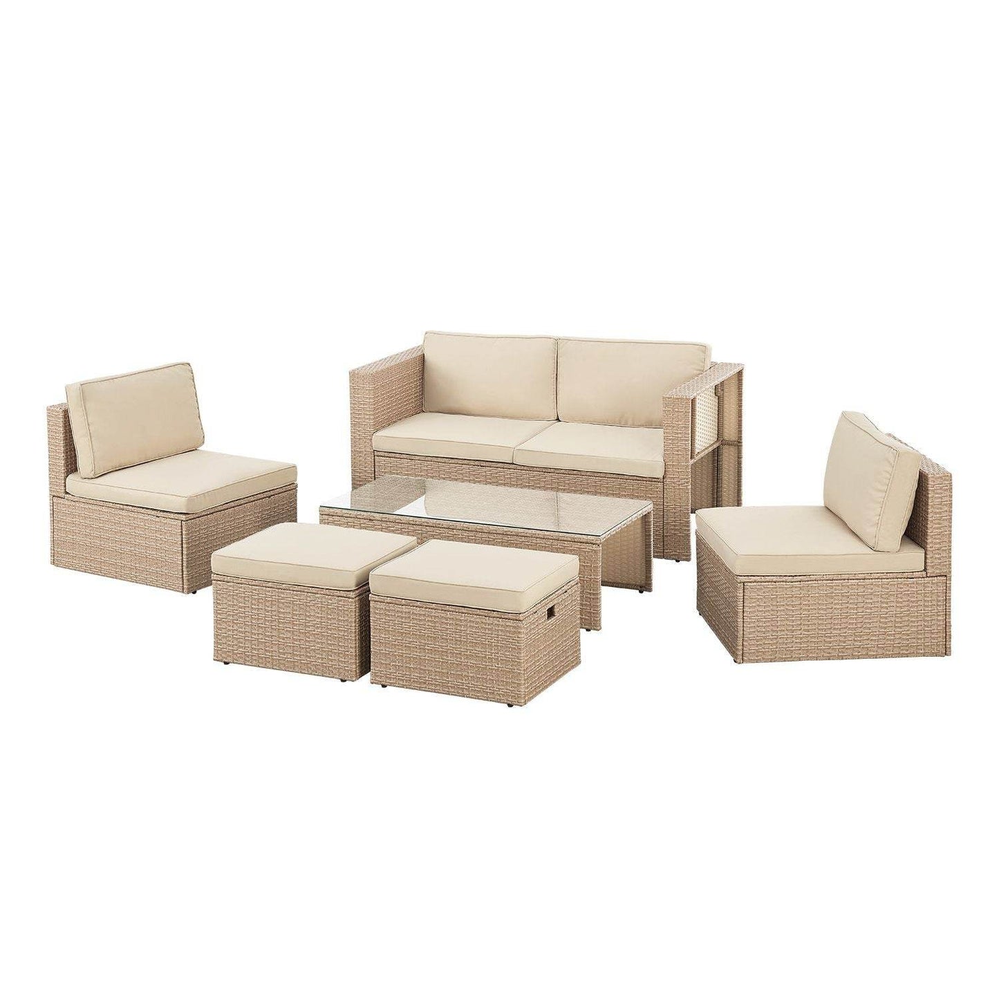 Gartenmöbel Polyrattan Lounge Salou inkl. Polster Creme - Palo24