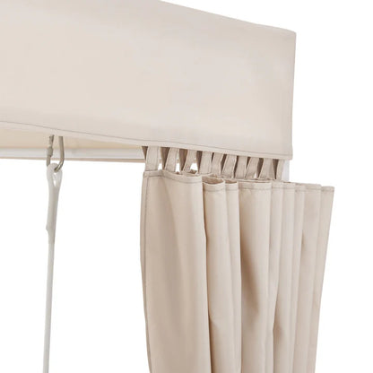 Schaukelliege Kassandra in Weiss Beige Sonnendach und Vorhängen