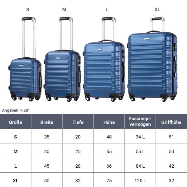 Set valigie rigide Roma - Blu Set da 4 pezzi con scocca rigida in ABS antiurto e ruote a 360°