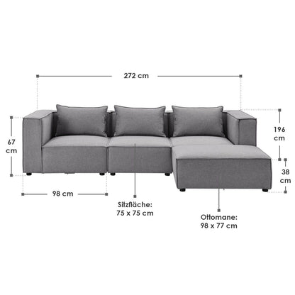 Modulares Sofa Domas L - 3 Sitzer Dunkelgrau