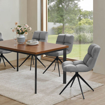 Drehstuhl Dallas 4er Set Samt Hellgrau - Palo24