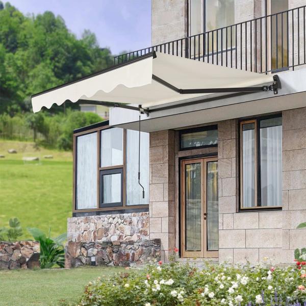 Tenda da sole a braccio articolato 350 x 300 cm con manovella beige