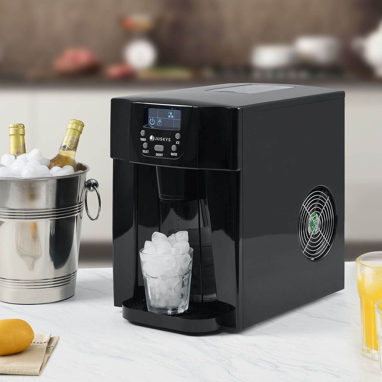 Eiswürfelmaschine PIM200L in schwarz mit Spender - Palo24