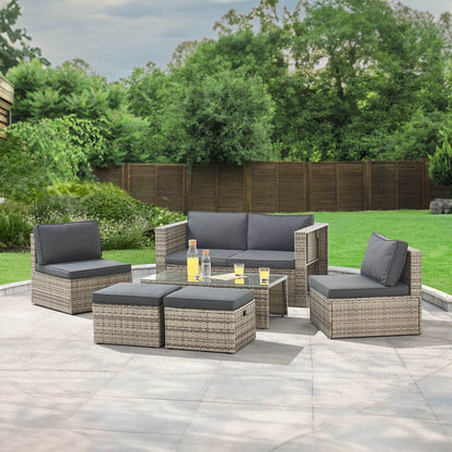 Gartenmöbel Polyrattan Lounge Salou inkl. Polster Grau - Palo24