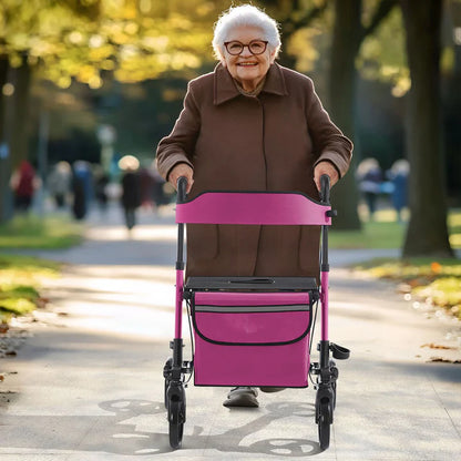 Déambulateur en aluminium Vital pliable avec siège et sac à provisions en violet