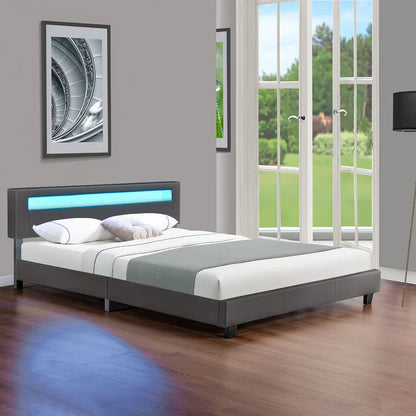 Lit capitonné LED Paris 180 x 200 cm - gris foncé