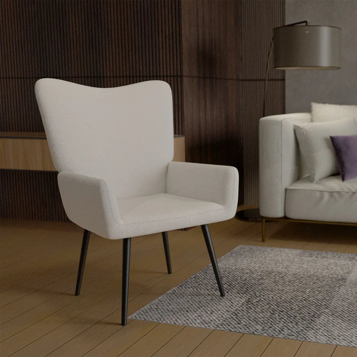 Ohrensessel Relaxsessel skandinavischen Design Bouclé Beige