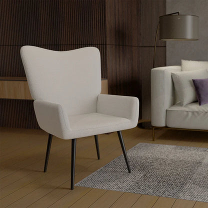 Ohrensessel Relaxsessel skandinavischen Design Bouclé Beige