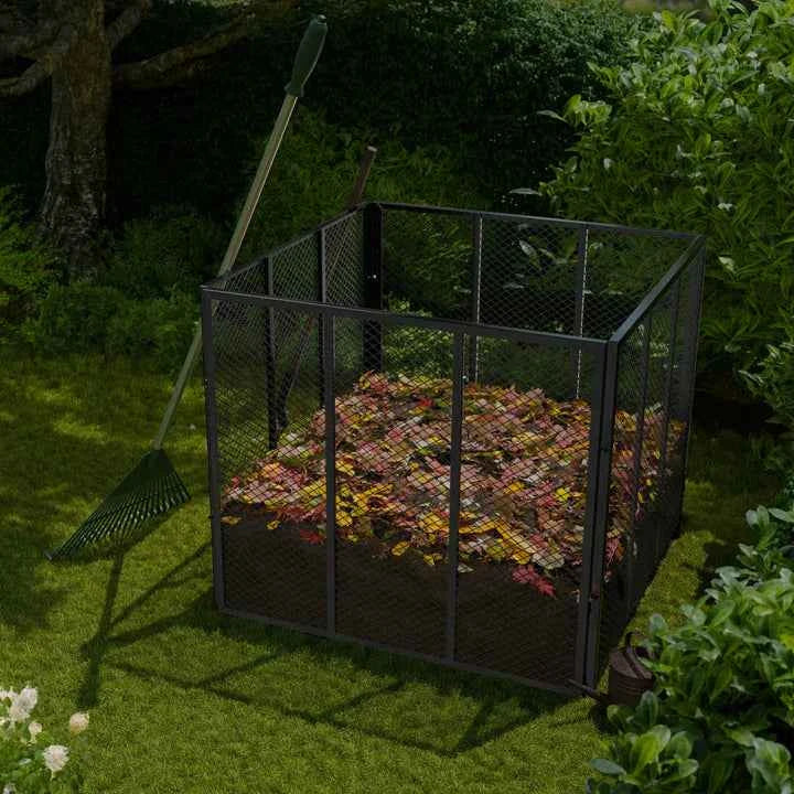 Metall Komposter für Gartenabfälle 450L Schwarz
