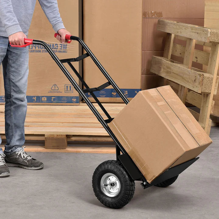 Sackkarre Basic in schwarz mit roten Griffen klappbar