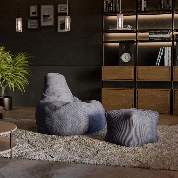 Sitzsack Chillex L mit Hocker Cord Sessel Dunkelgrau - Palo24
