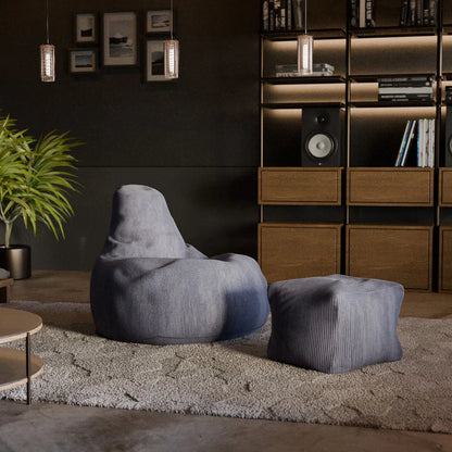 Sitzsack Chillex L mit Hocker Cord Sessel Dunkelgrau - Palo24