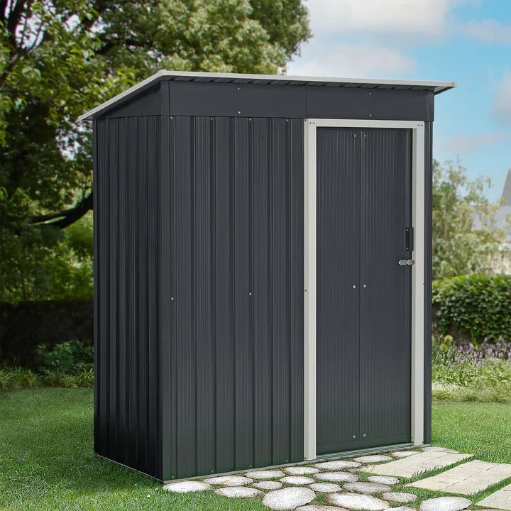 Geräteschuppen S anthrazit Gerätehaus aus Metall mit Pultdach