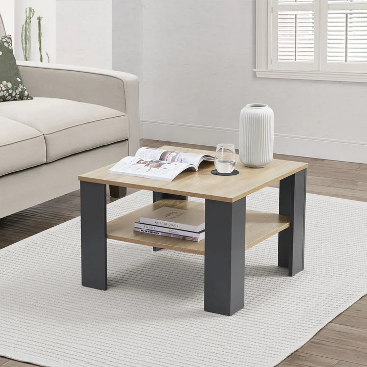 Table basse gris aspect bois 60x60 cm