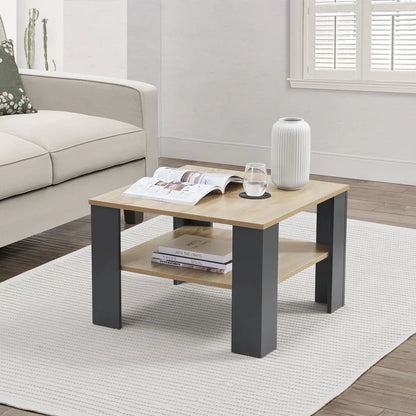 Table basse gris aspect bois 60x60 cm