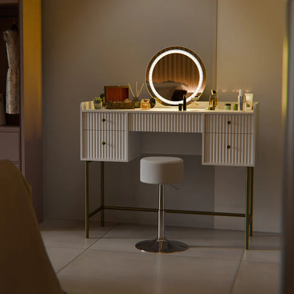 Schminktisch mit Spiegel Samira Touch-LED & Hocker Tonia