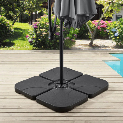 Set di 4 pesi per ombrellone Quad riempibili fino a 80 kg in HDPE nero