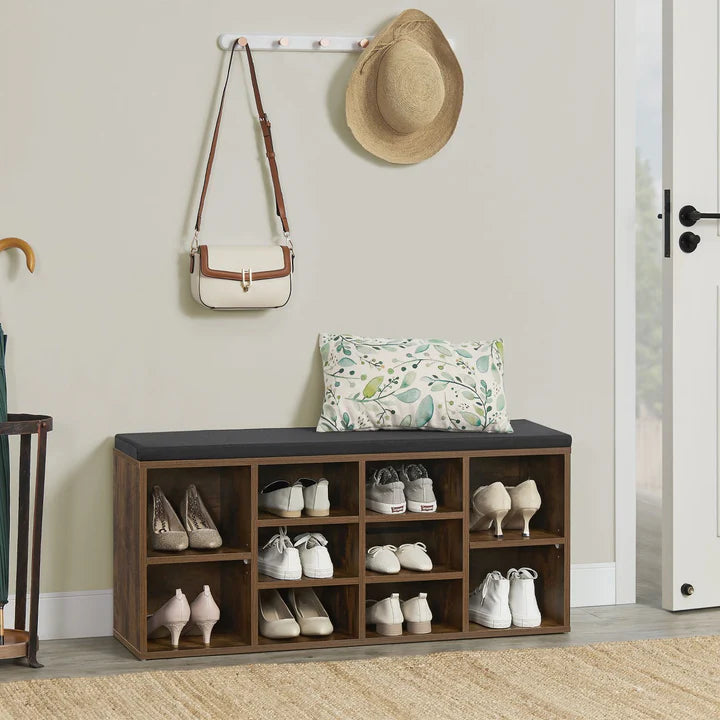 Schuhregal 104x30x48 cm Antik-Braun 10 offenen Fächern