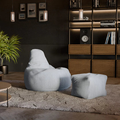 Sitzsack Chillex L mit Hocker Cord Sessel Hellgrau - Palo24