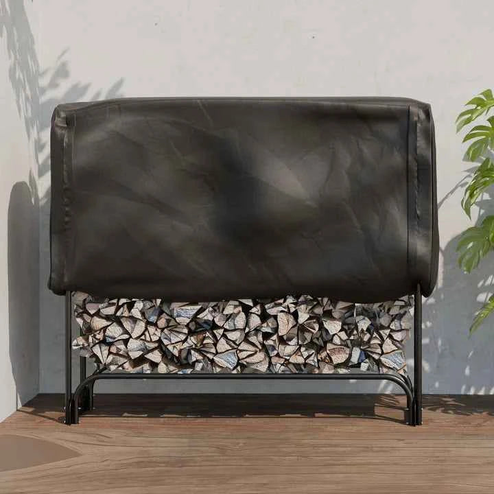 Kaminholzregal aussen mit Abdeckung Grösse M Schwarz