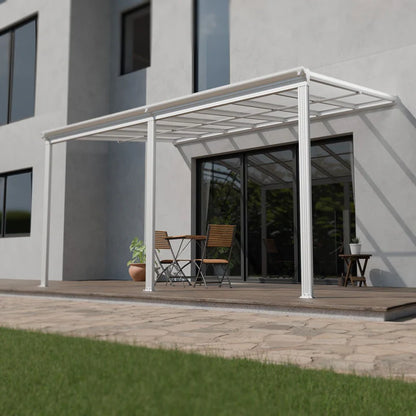 Aluminium Terrassendach Borneo 4x3m mit Doppelsteg-Platten weiss / transparent