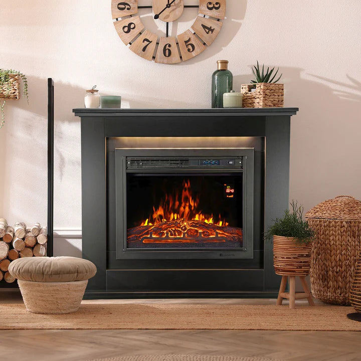 Elektrischer Kamin rechteckig Schwarz Flammeneffekt
