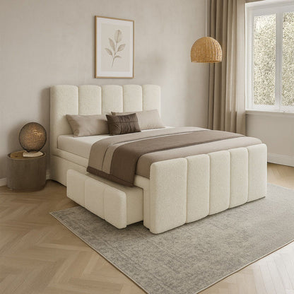 Boxspringbett Manitoba 180x200 cm mit Bettkasten Creme