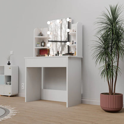 Schminktisch Zoey Weiss mit LED-Beleuchtung