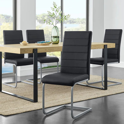 Freischwinger Stuhl Vegas 4er Set aus Kunstleder in schwarz