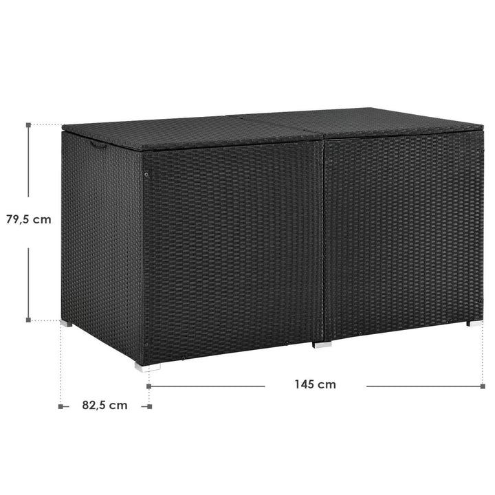 Boîte de rangement en polyrotin Ikaria noir avec couvercle 950 litres