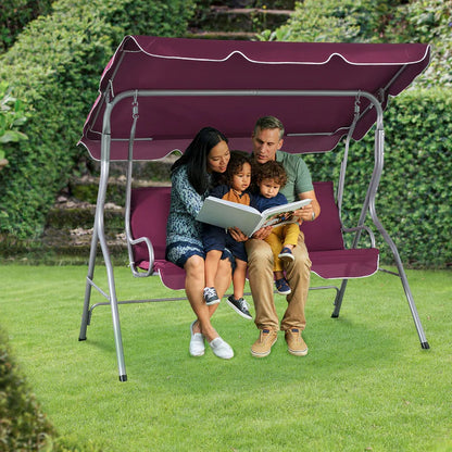 Hollywoodschaukel Cecina 3-Sitzer beschichtetes Stahlgestell in rot