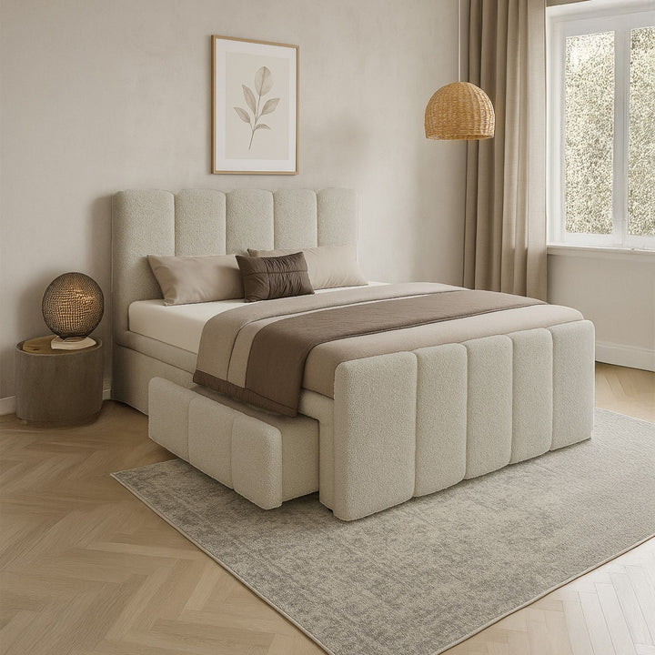 Boxspringbett Manitoba 180x200 cm mit Bettkasten Beige