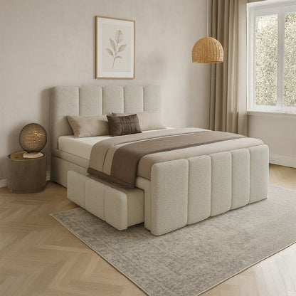 Boxspringbett Manitoba 180x200 cm mit Bettkasten Beige